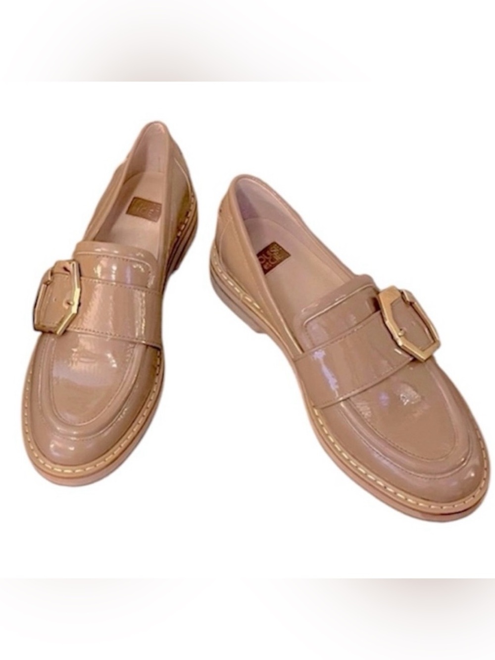 Louise et Cie Elixen Nude Patent Leather Loafers, Size 7/37.5